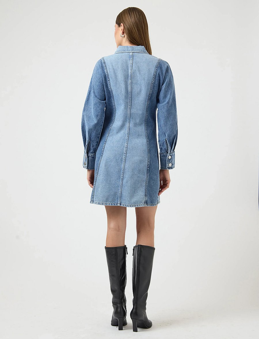 YAS - YASFARO LS DENIM DRESS - särkkleidid - light blue denim - 3