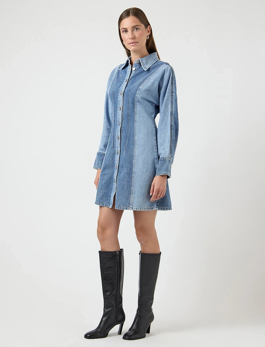 YAS - YASFARO LS DENIM DRESS - särkkleidid - light blue denim - 4
