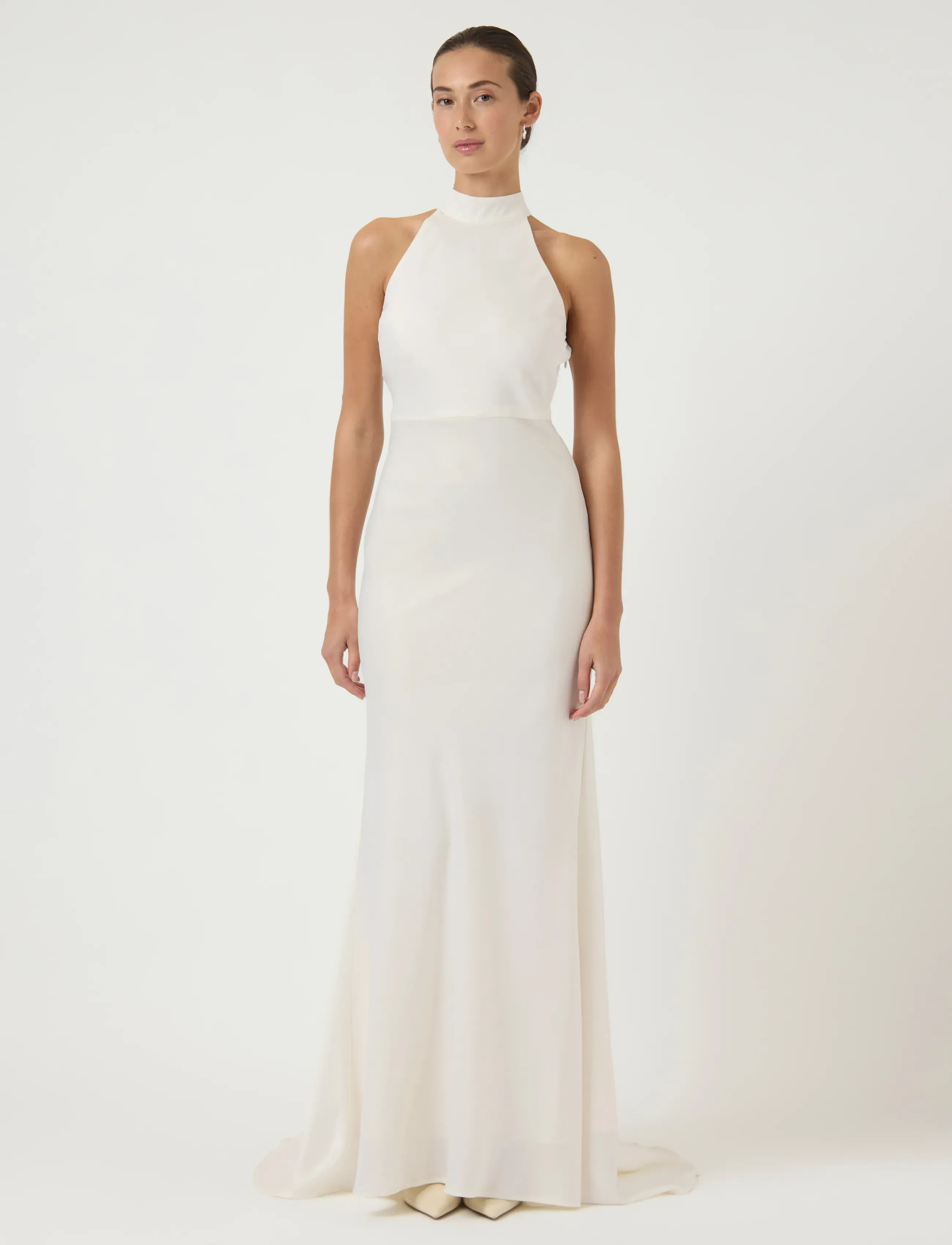 YAS YASDOTTEA MAXI TRAIN DRESS S. - CELEB - Maxiklänningar - STAR WHITE / cream