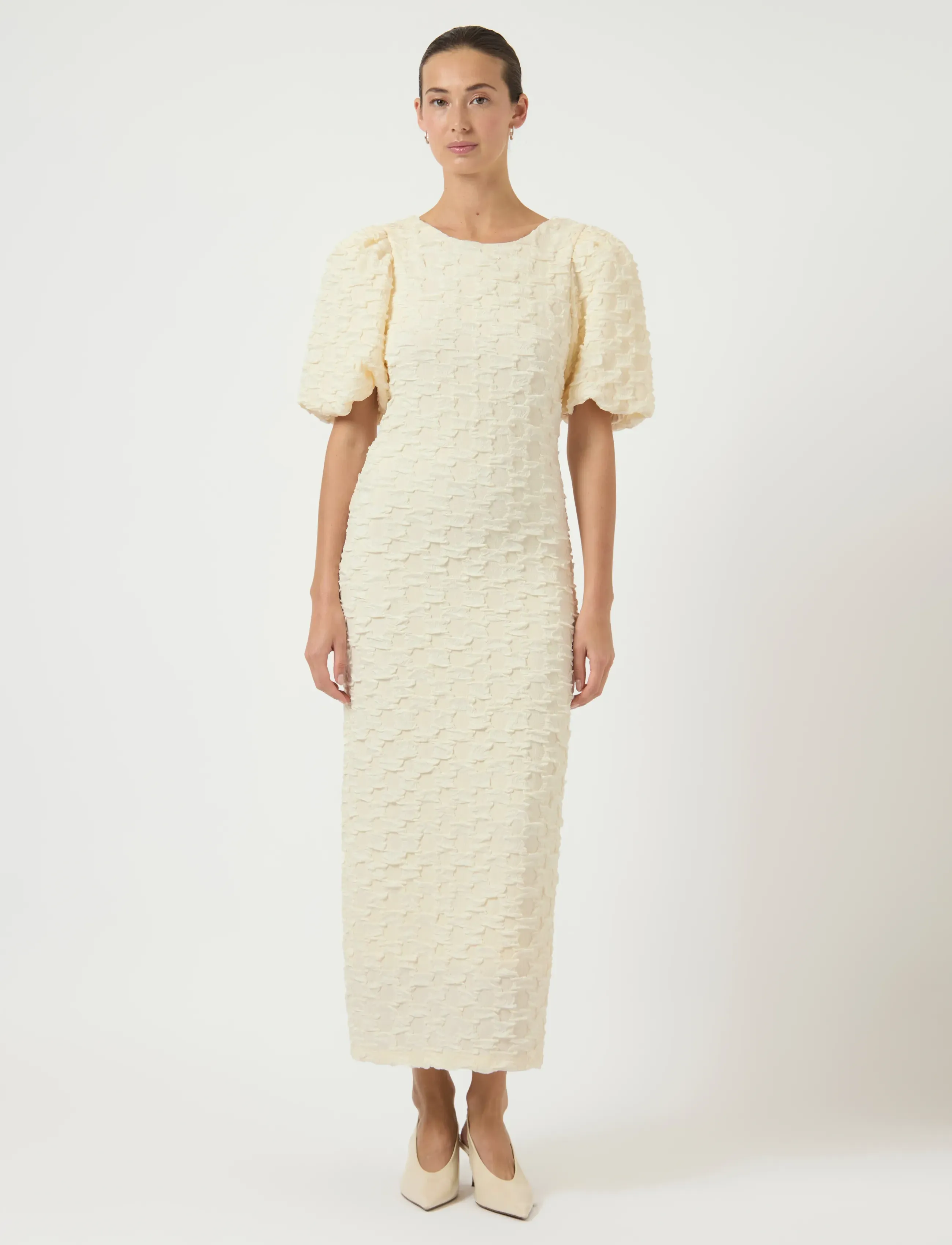 YAS YASMIAMAJA 2/4 LONG DRESS - CELEB - YAS - GARDENIA / cream