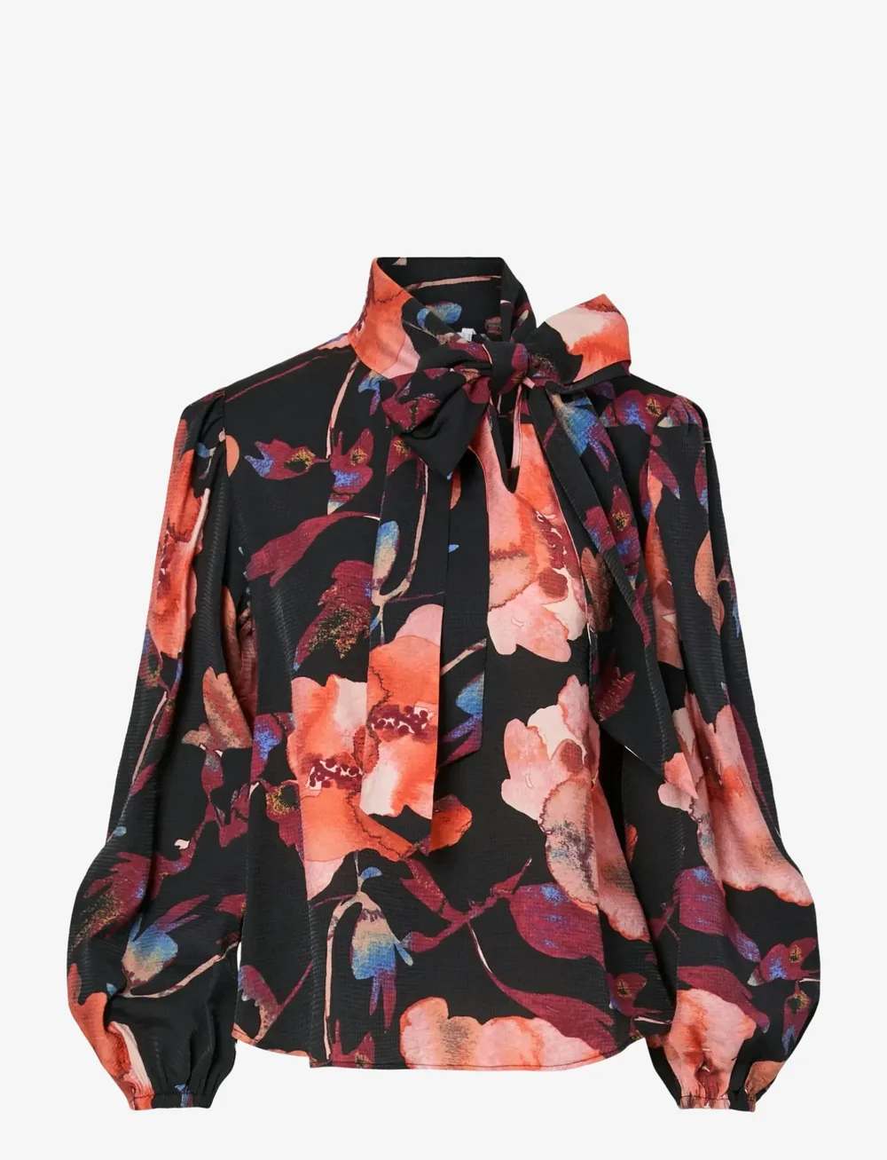 YAS - YASPILANA LS TIE NECK TOP S. - langærmede bluser - black - 0