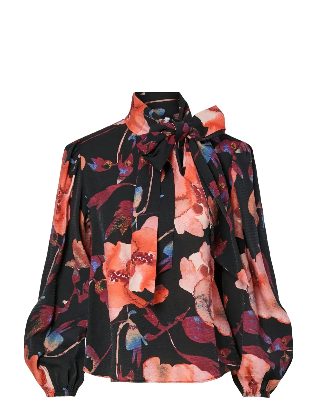 YAS YASPILANA LS TIE NECK TOP S. - Bluser - BLACK / multi