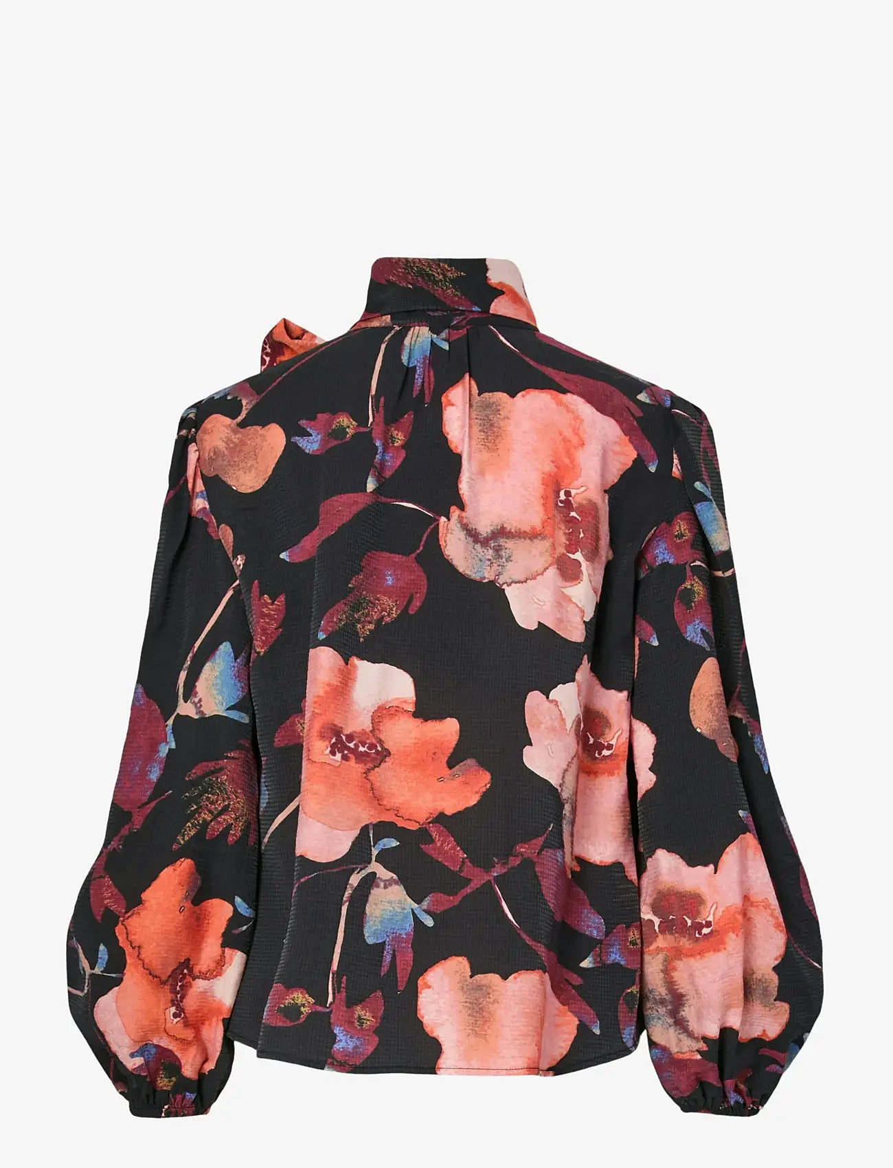 YAS - YASPILANA LS TIE NECK TOP S. - langærmede bluser - black - 1