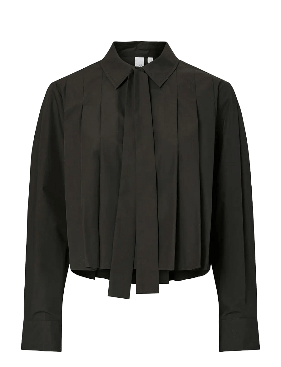 YAS - YASTAMO LS TIE SHIRT S. - langærmede skjorter - black - 0