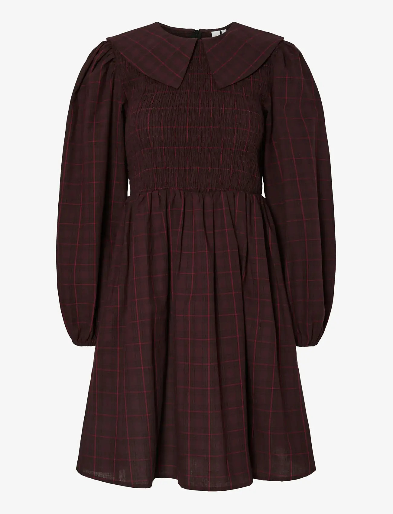 size 16 burgundy dress Hand Smocked Peter Pan Collar Short Sleeve Dress in Burgundy