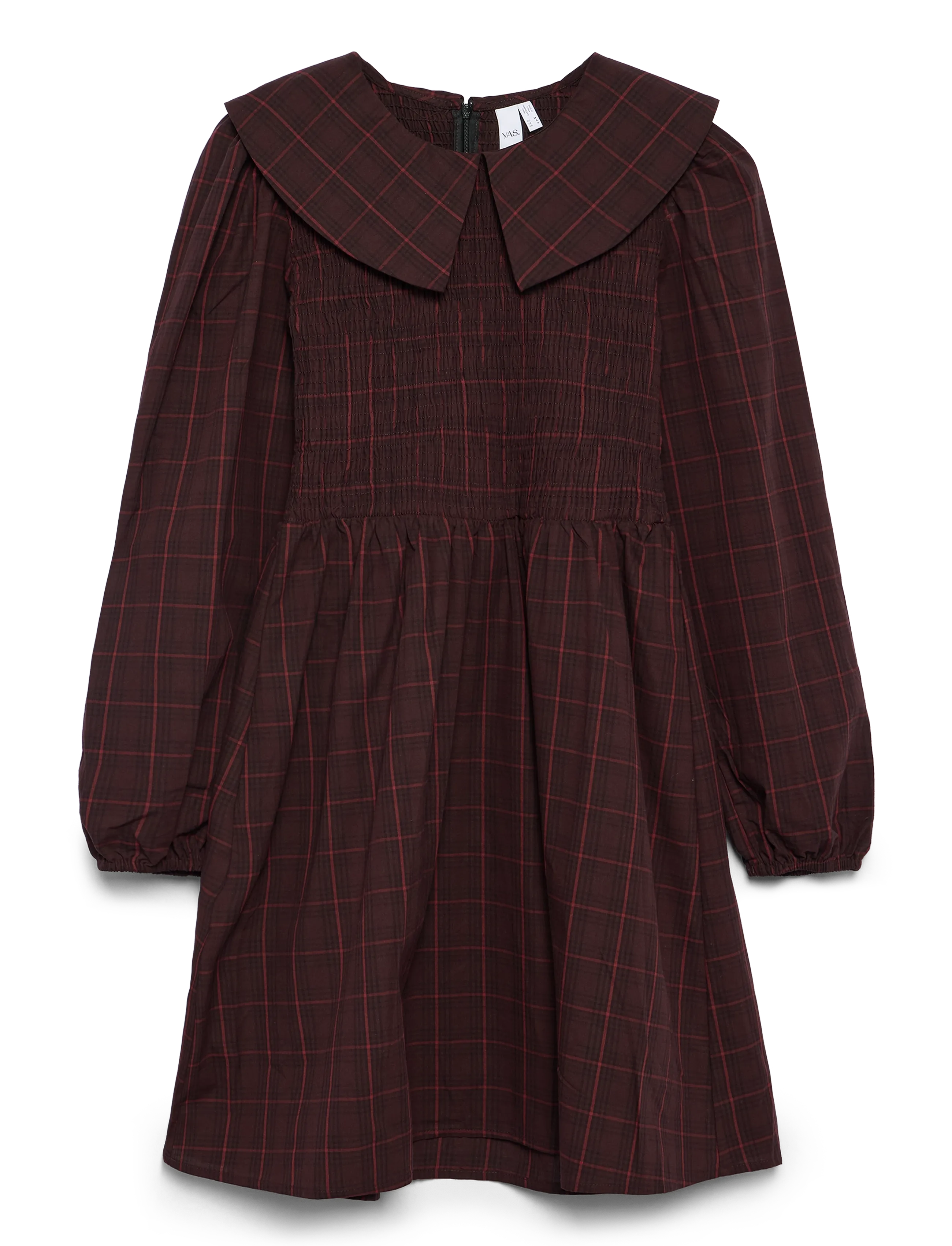 YAS Yaschemma Ls Smock Dress - D2D, 34, Brown, Kjoler > Kort Kjole, Dame