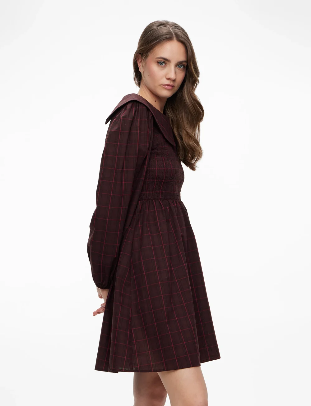 YAS - YASCHEMMA LS SMOCK DRESS - D2D - shirt dresses - winetasting - 3