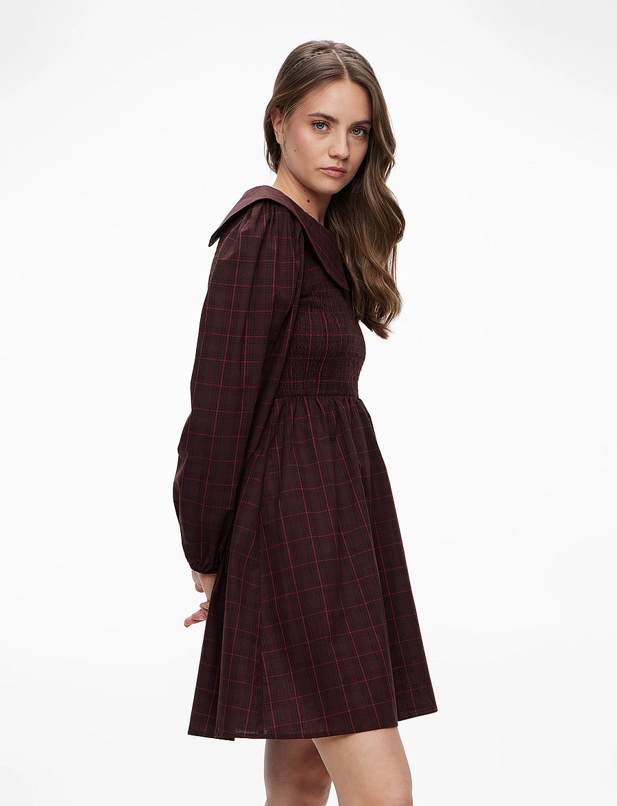 YAS - YASCHEMMA LS SMOCK DRESS - D2D - särkkleidid - winetasting - 3