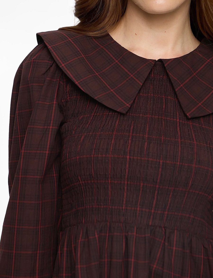 YAS - YASCHEMMA LS SMOCK DRESS - D2D - särkkleidid - winetasting - 5