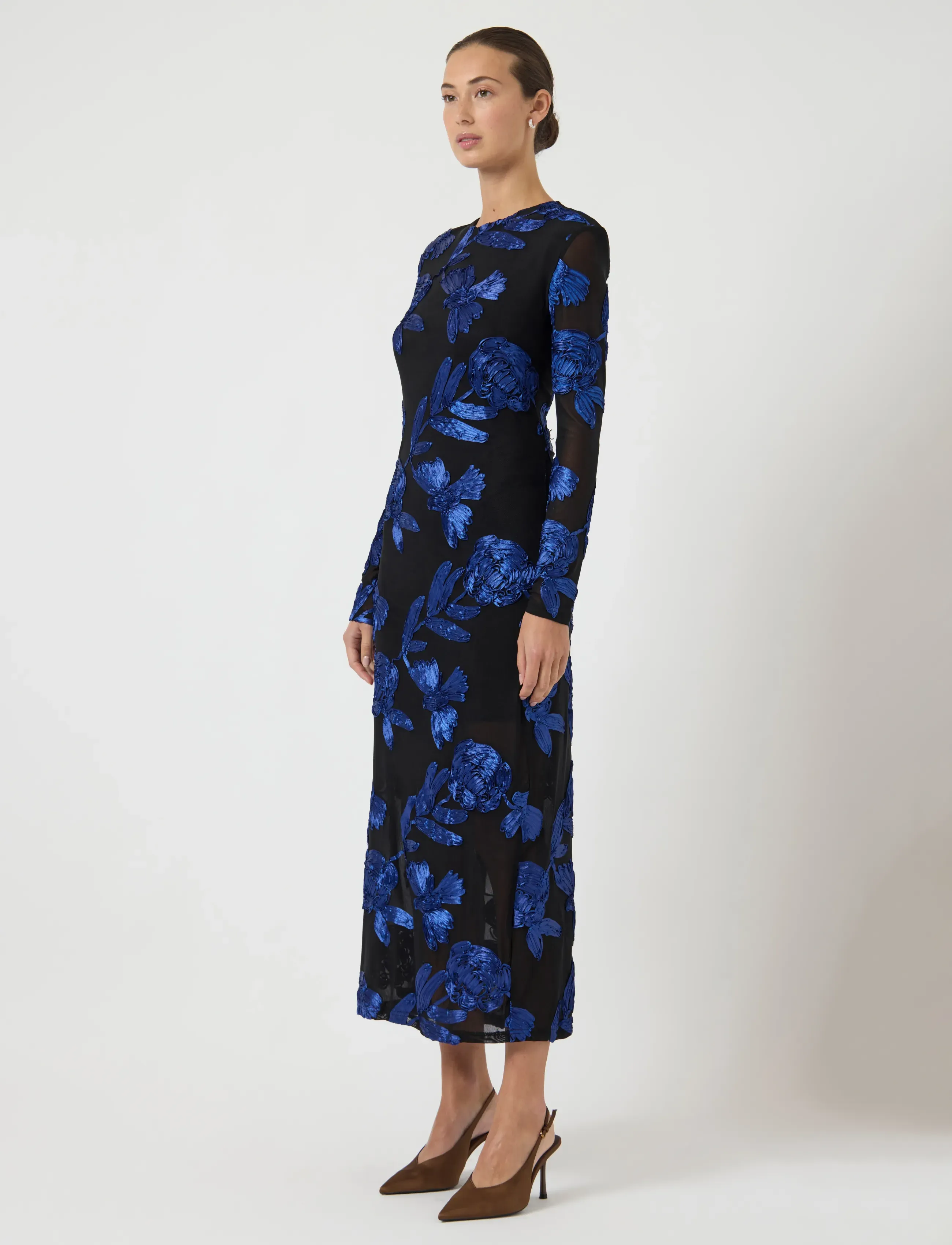 YAS donatella Ls Long Dress Gf, S, Dresses, Schwarz - Party Frauen