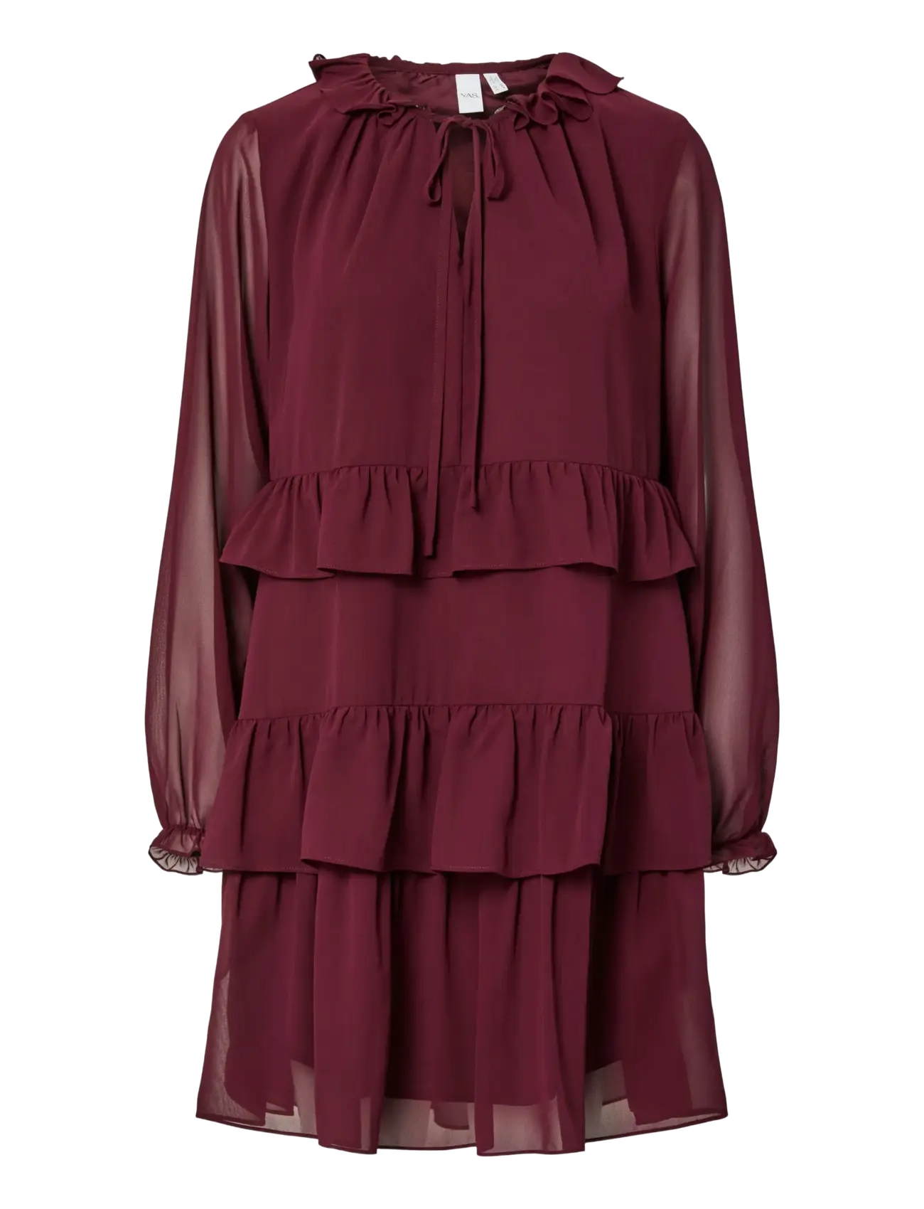 YAS chifa Ls Dress Ka, Kvinder, Langærmet Lagdelt Kjole, Bordeaux, Str: 36