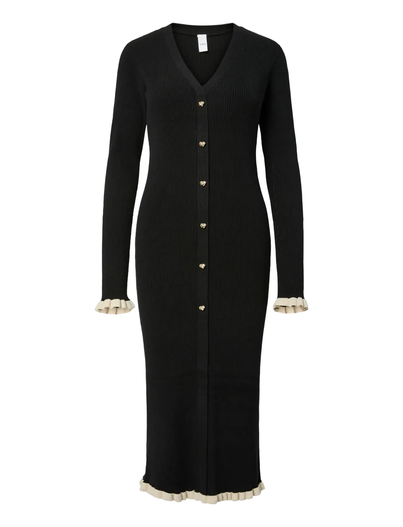 YAS YASFLOMA LS KNIT DRESS S. - Strikkjoler - BLACK / black