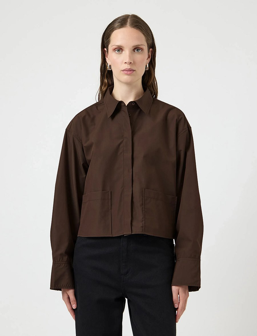 YAS - YASROYALEE LS SHORT SHIRT S. - EX - langärmlige hemden - chocolate brown - 0