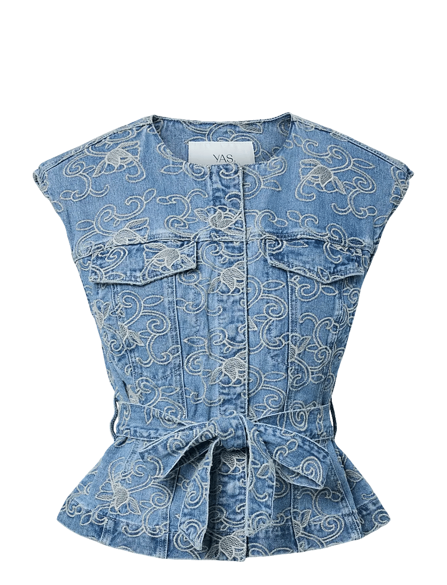 YAS - YASKARI DENIM WAISTCOAT - denim-westen - light blue denim - 1