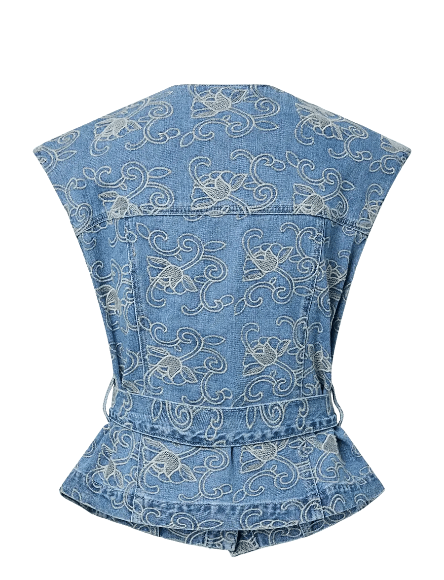 YAS - YASKARI DENIM WAISTCOAT - denim-westen - light blue denim - 2