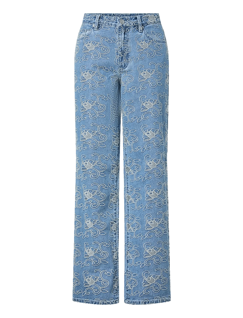 YAS - YASSIA MW EMB STRAIGHT JEANS - straight jeans - light blue denim - 1