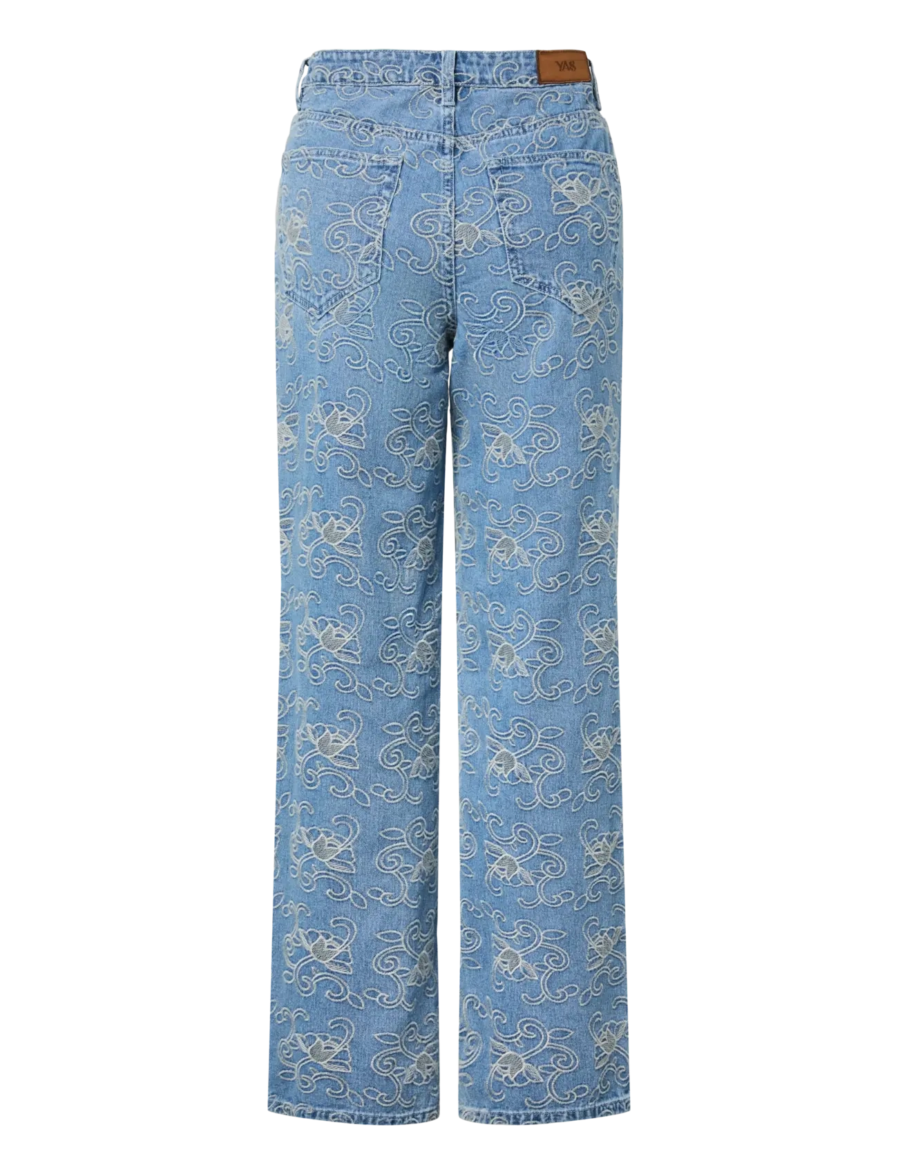 YAS - YASSIA MW EMB STRAIGHT JEANS - sirge säärega teksad - light blue denim - 2