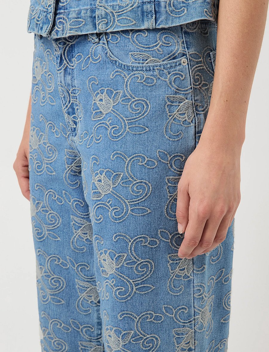 YAS - YASSIA MW EMB STRAIGHT JEANS - gerade jeans - light blue denim - 4