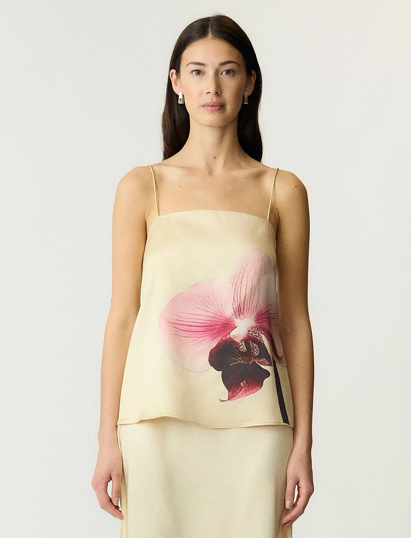 YAS - YASORCHIDA SATIN SINGLET TOP S. - SHOW - tanktops - anise flower - 0