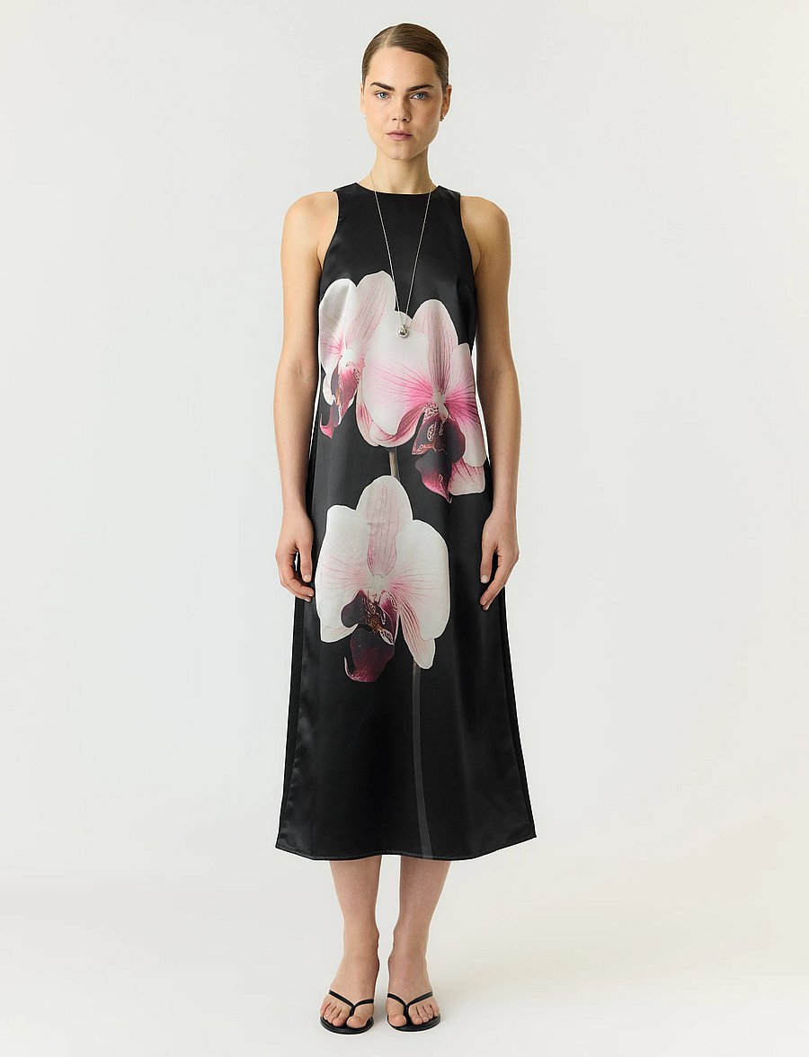YAS - YASORCHIDA SATIN LONG DRESS S. - SHOW - festklänningar - black - 0