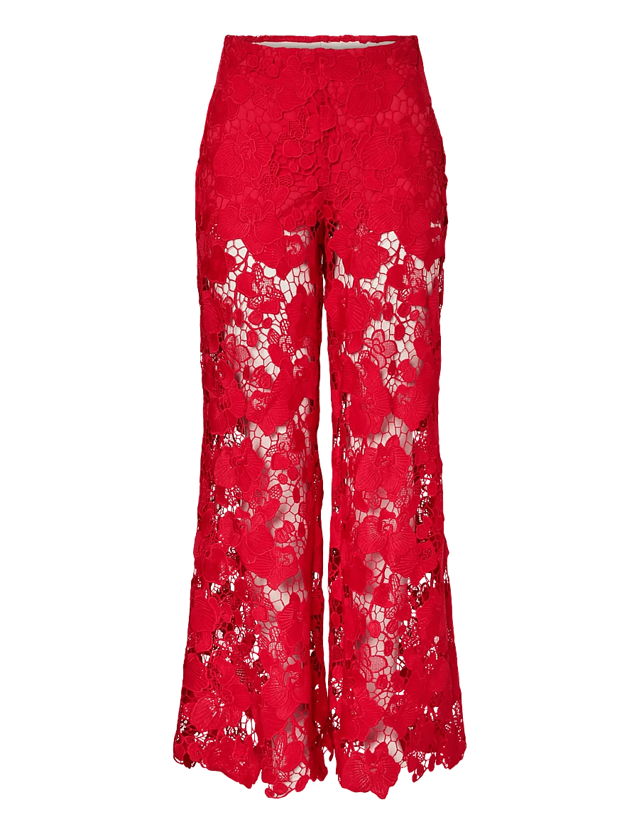 YAS - YASGALA MW LACE PANTS - SHOW - bukser med brede ben - poinsettia - 0
