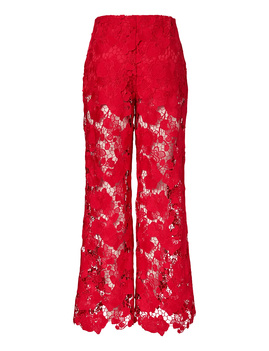 YAS - YASGALA MW LACE PANTS - SHOW - bukser med brede ben - poinsettia - 1