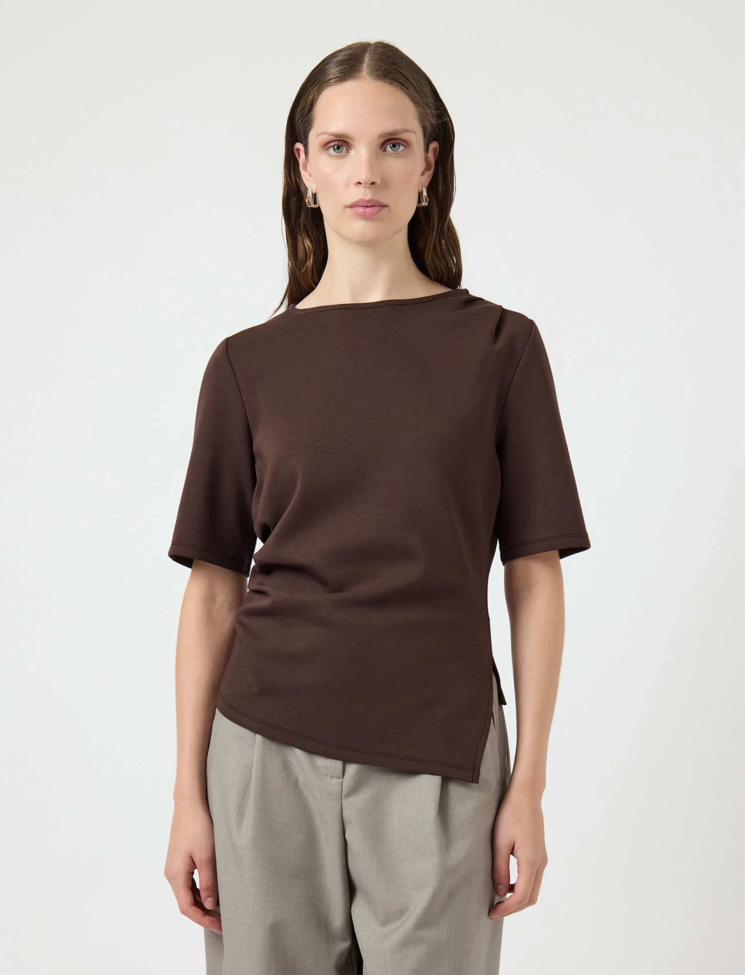 YAS YASPINA 2/4 TEE S. - T-Shirts & Tops - CHOCOLATE BROWN / brown