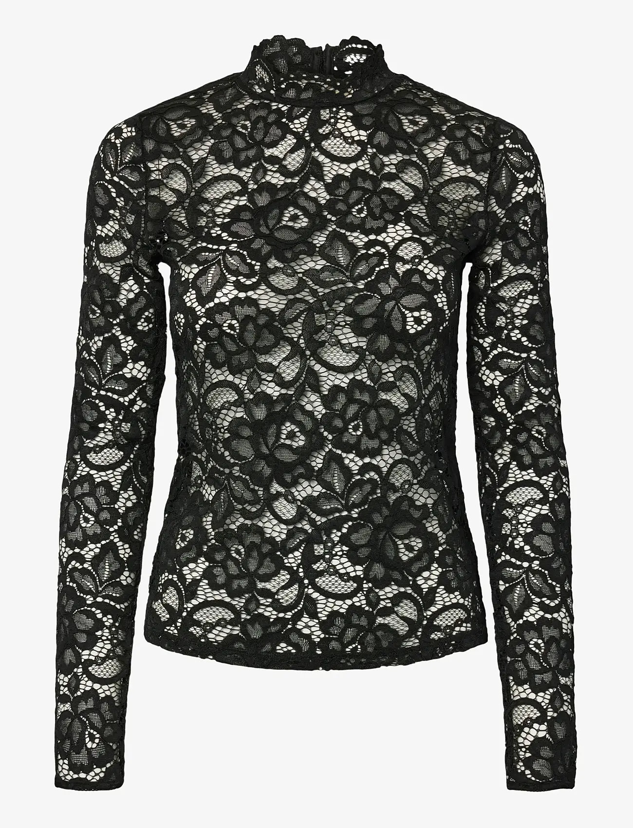 YAS - YASLACEY LS LACE TOP S. NOOS - blouses met lange mouwen - black - 1