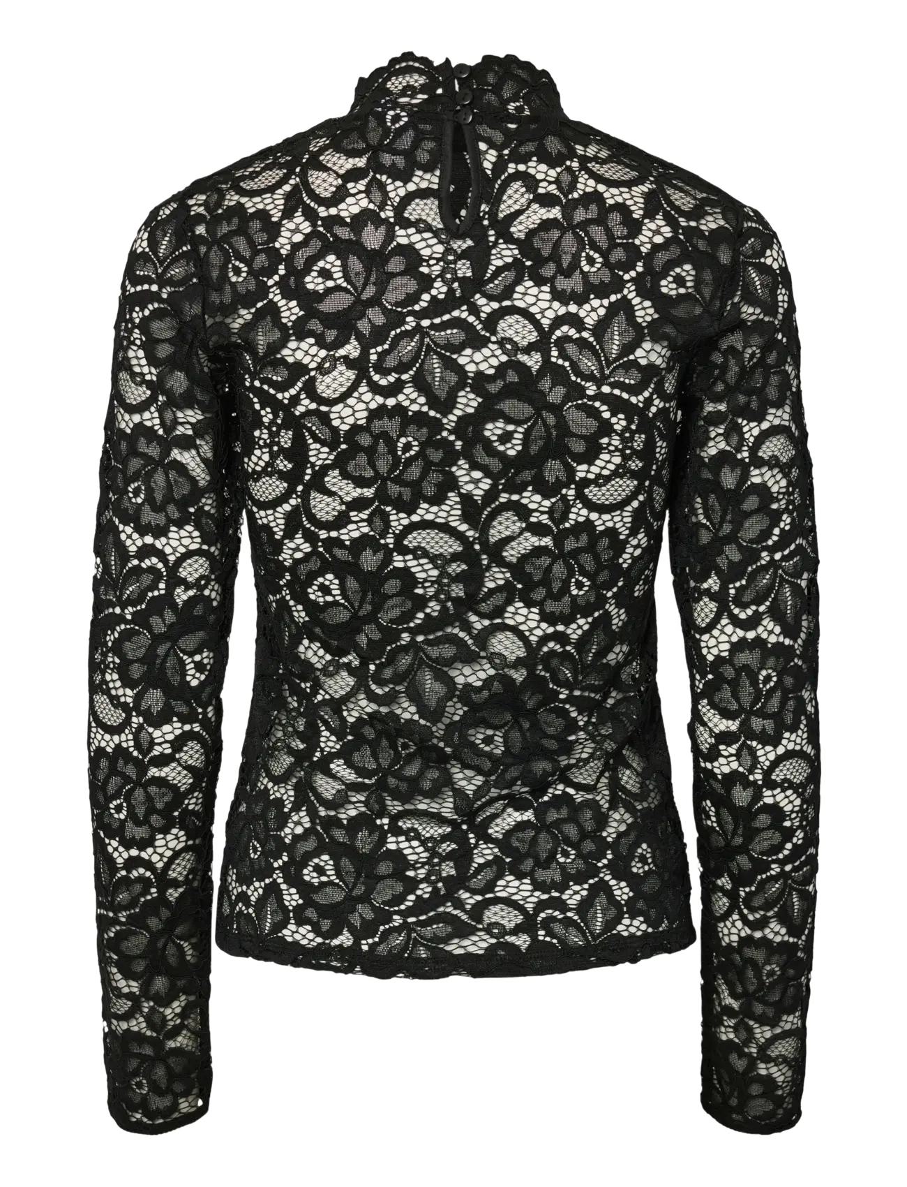 YAS - YASLACEY LS LACE TOP S. NOOS - langermede bluser - black - 2