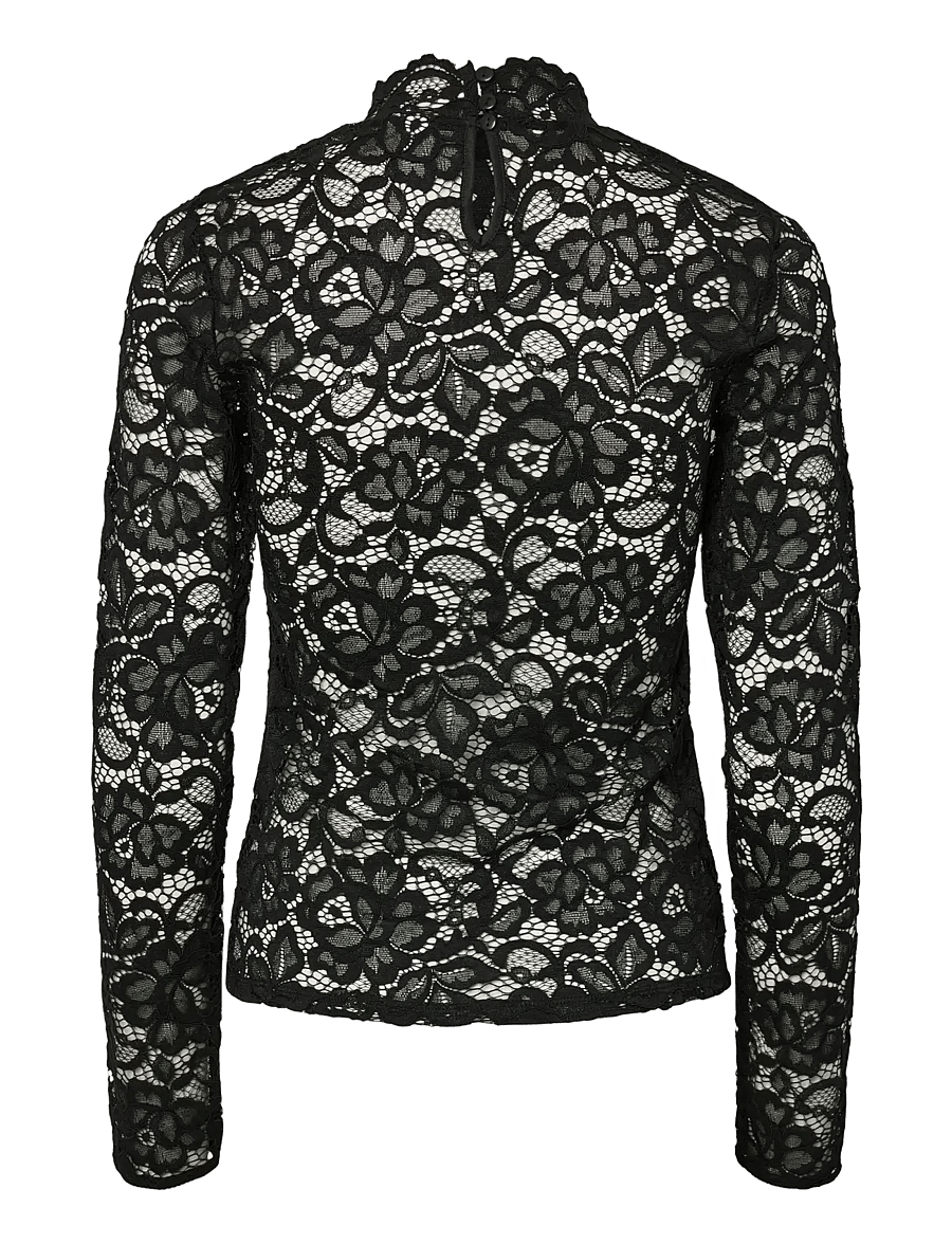 YAS - YASLACEY LS LACE TOP S. NOOS - langärmelige blusen - black - 2