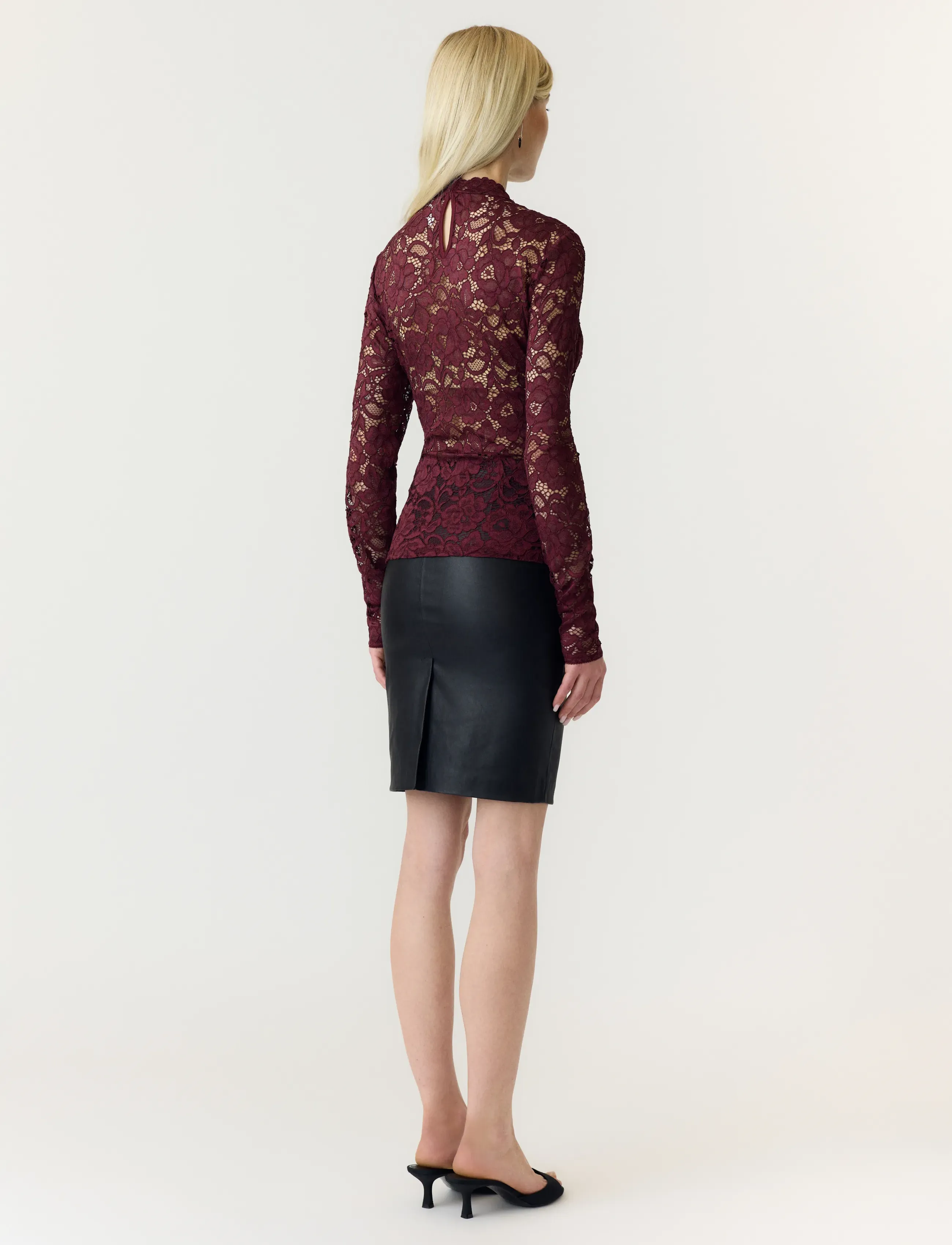 YAS - YASLACEY LS LACE TOP S. NOOS - langærmede bluser - port royale - 3