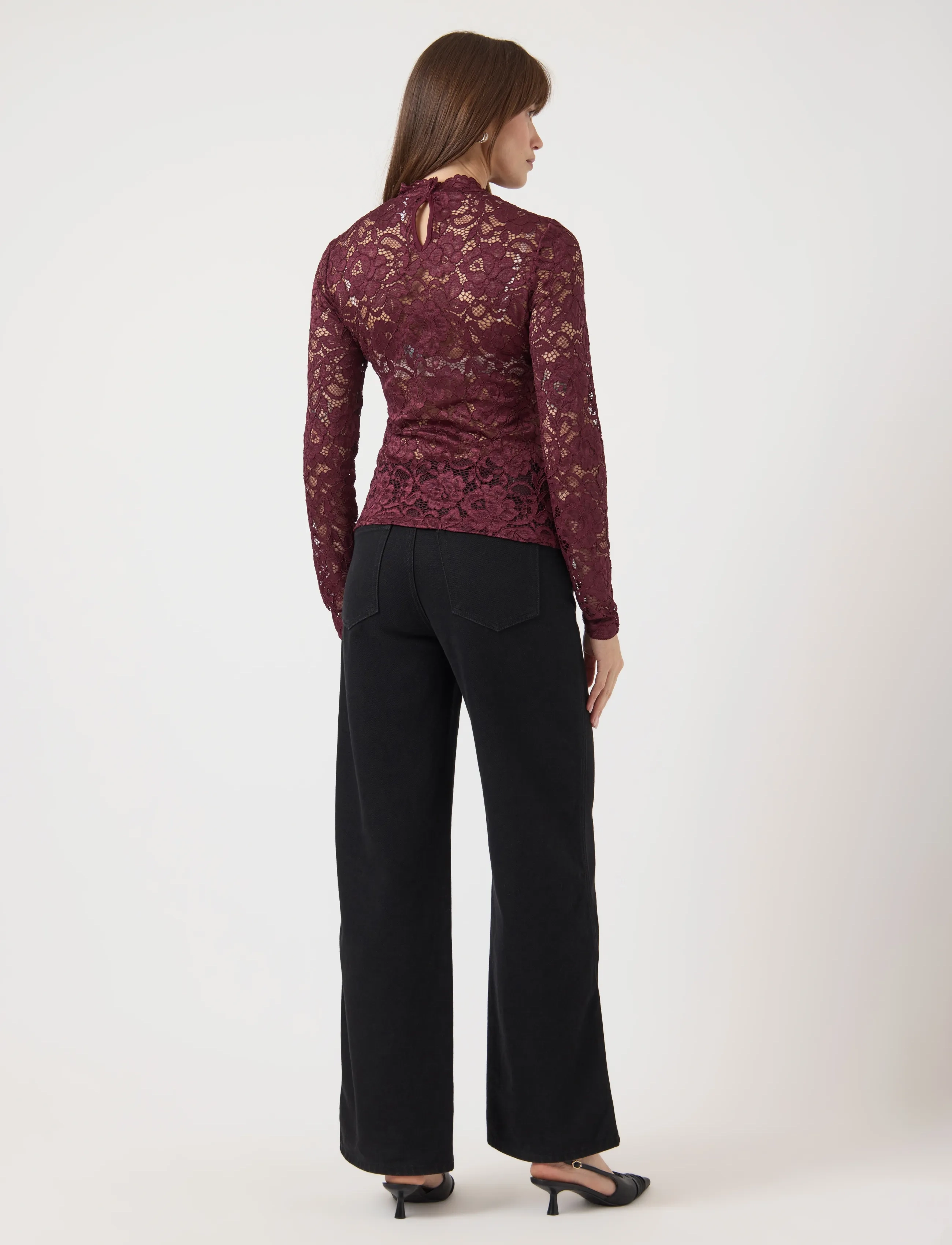 YAS - YASLACEY LS LACE TOP S. NOOS - langærmede bluser - port royale - 3