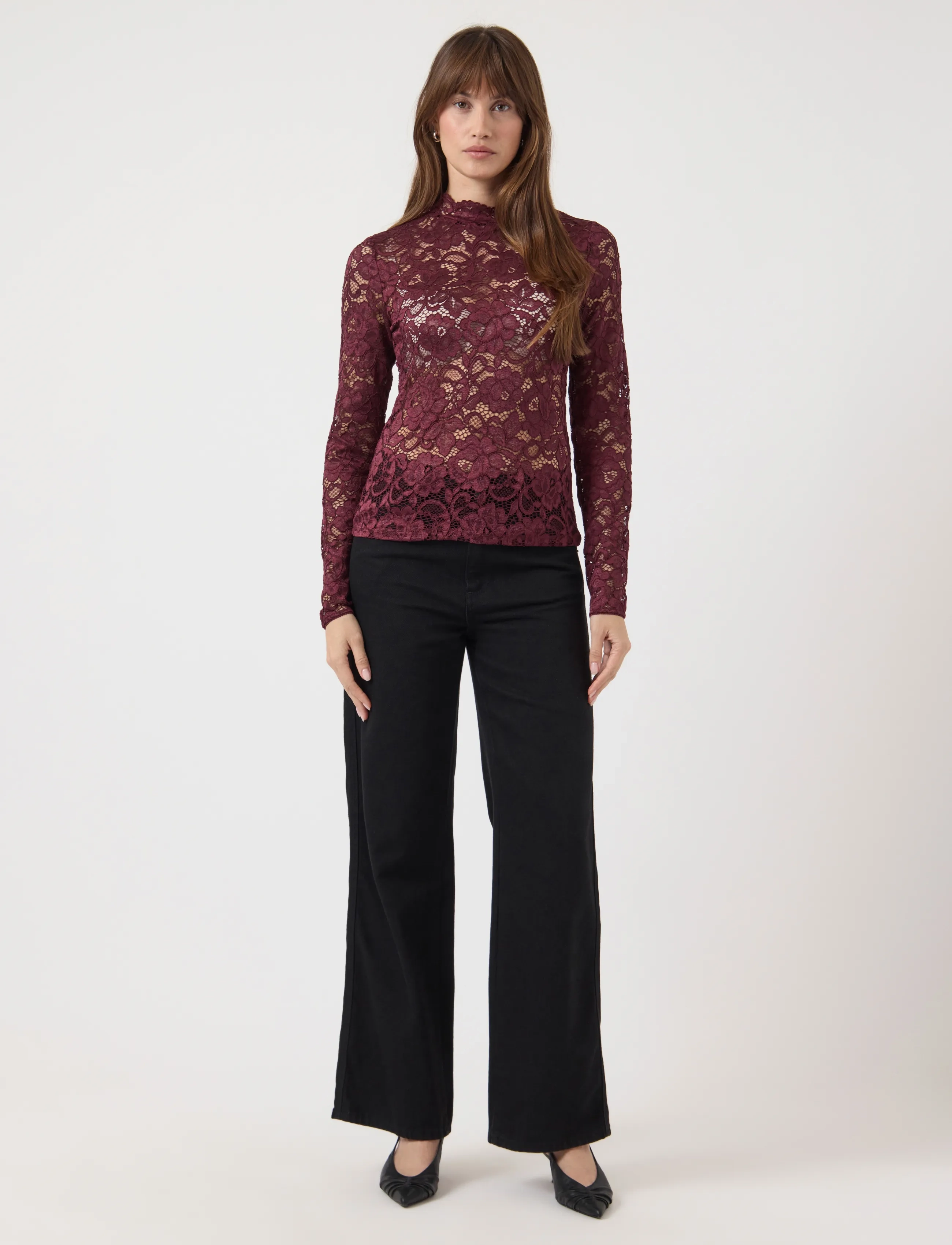 YAS - YASLACEY LS LACE TOP S. NOOS - langærmede bluser - port royale - 4