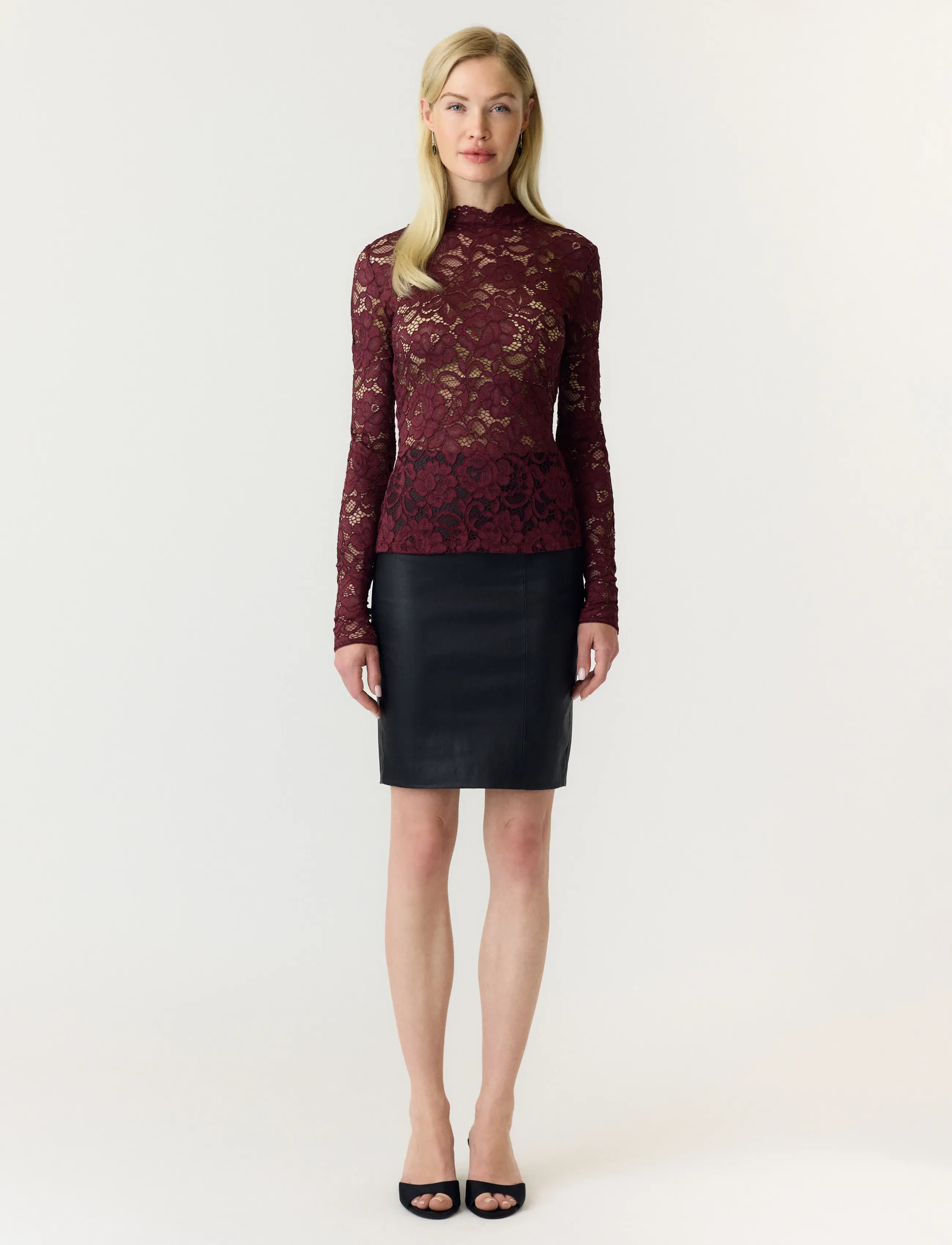 YAS - YASLACEY LS LACE TOP S. NOOS - langærmede bluser - port royale - 4