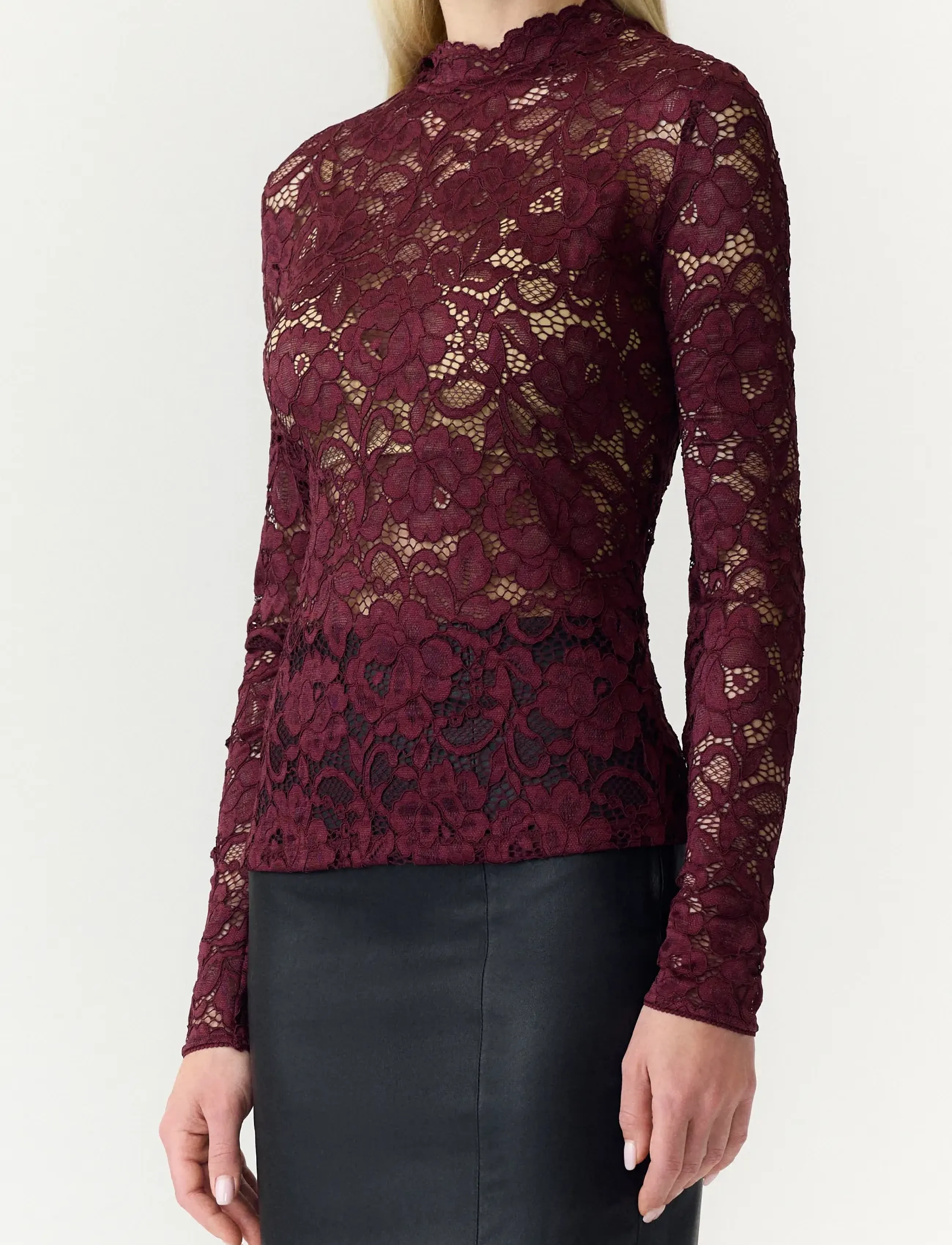 YAS - YASLACEY LS LACE TOP S. NOOS - langærmede bluser - port royale - 5