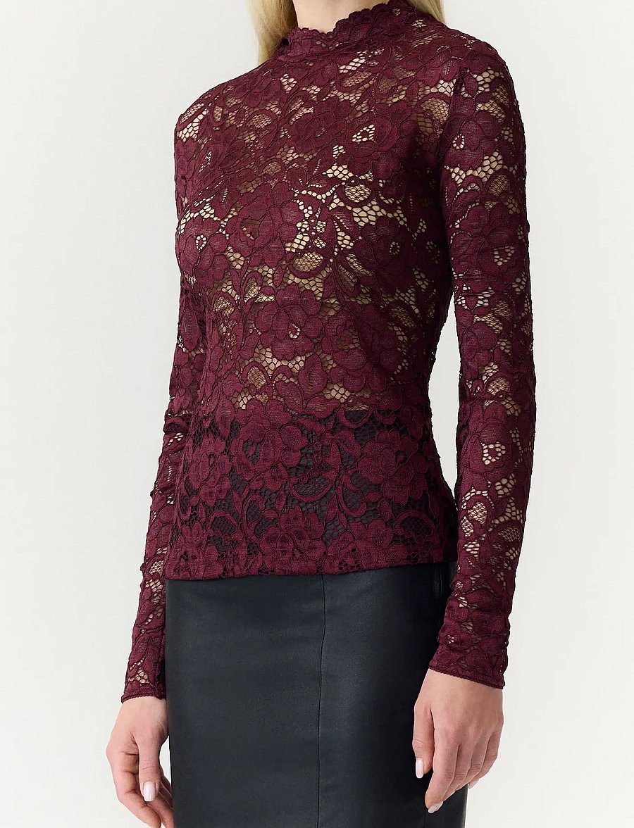 YAS - YASLACEY LS LACE TOP S. NOOS - langærmede bluser - port royale - 5