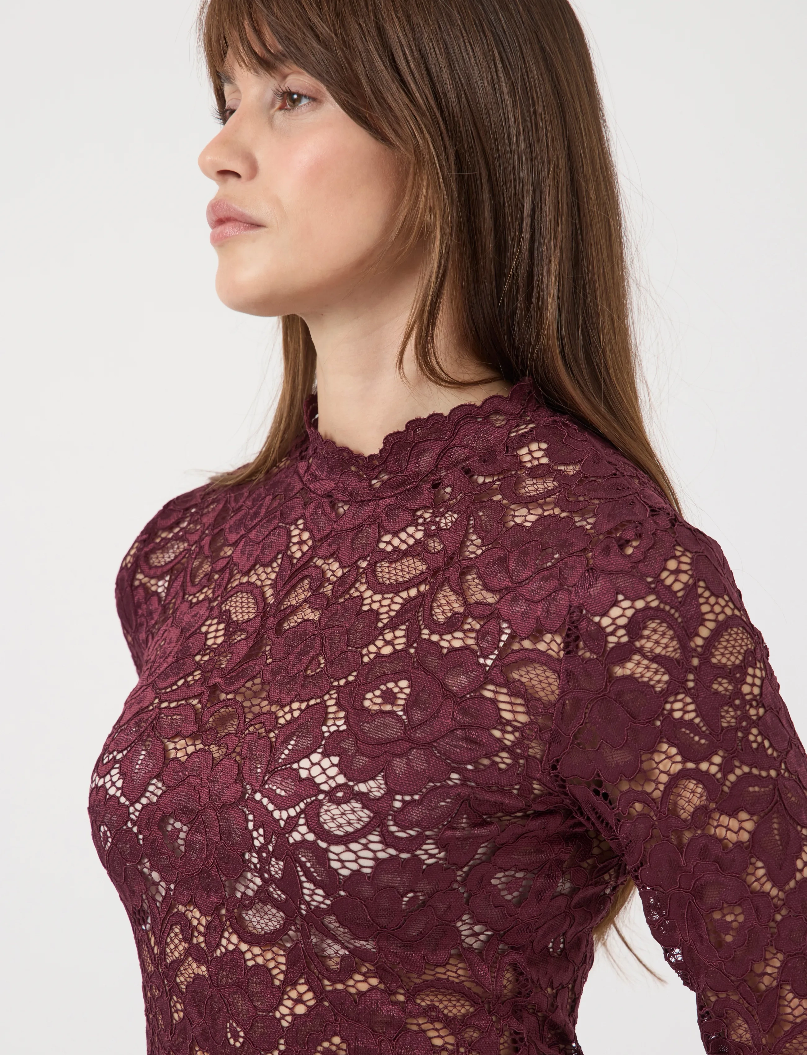 YAS - YASLACEY LS LACE TOP S. NOOS - langærmede bluser - port royale - 5