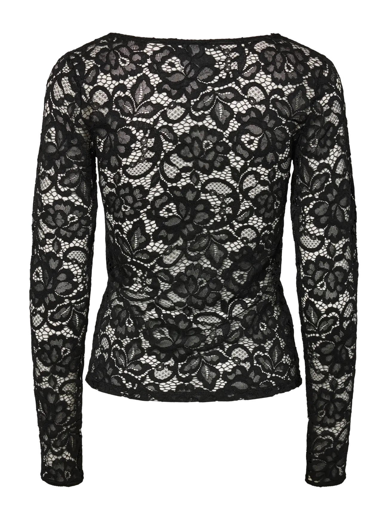 YAS - YASLACEY LS V-NECK LACE TOP S. NOOS - langärmlige tops - black - 2