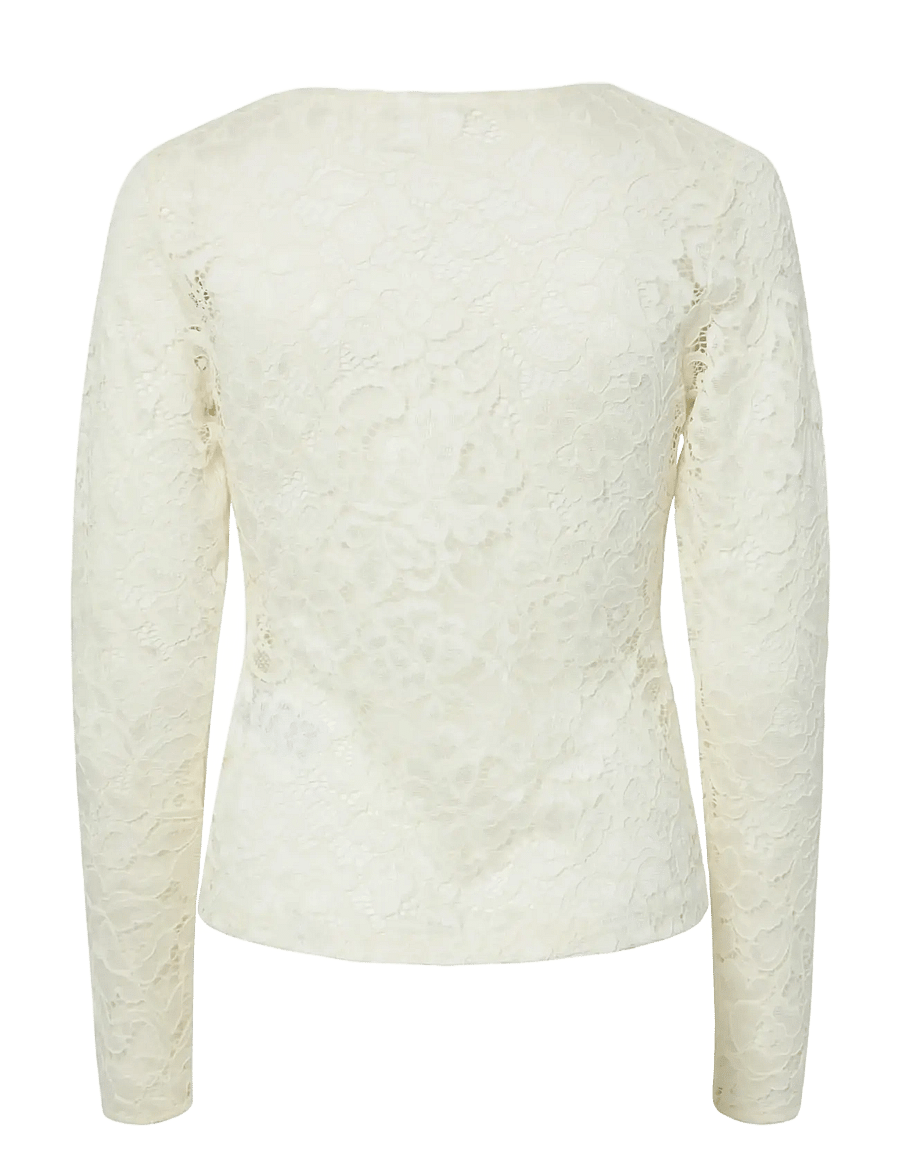 YAS - YASLACEY LS V-NECK LACE TOP S. NOOS - langärmlige tops - pristine - 2