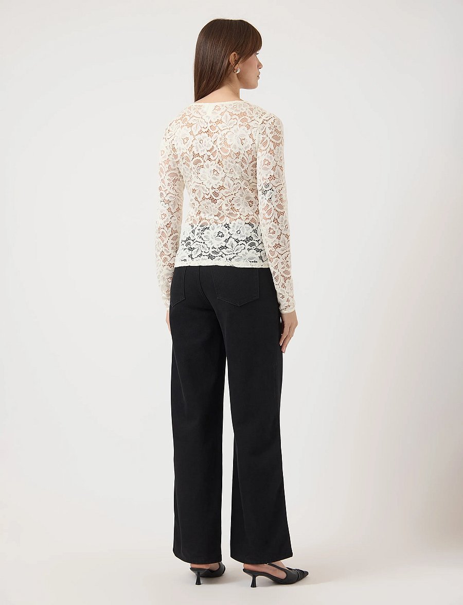 YAS - YASLACEY LS V-NECK LACE TOP S. NOOS - langärmlige tops - pristine - 3