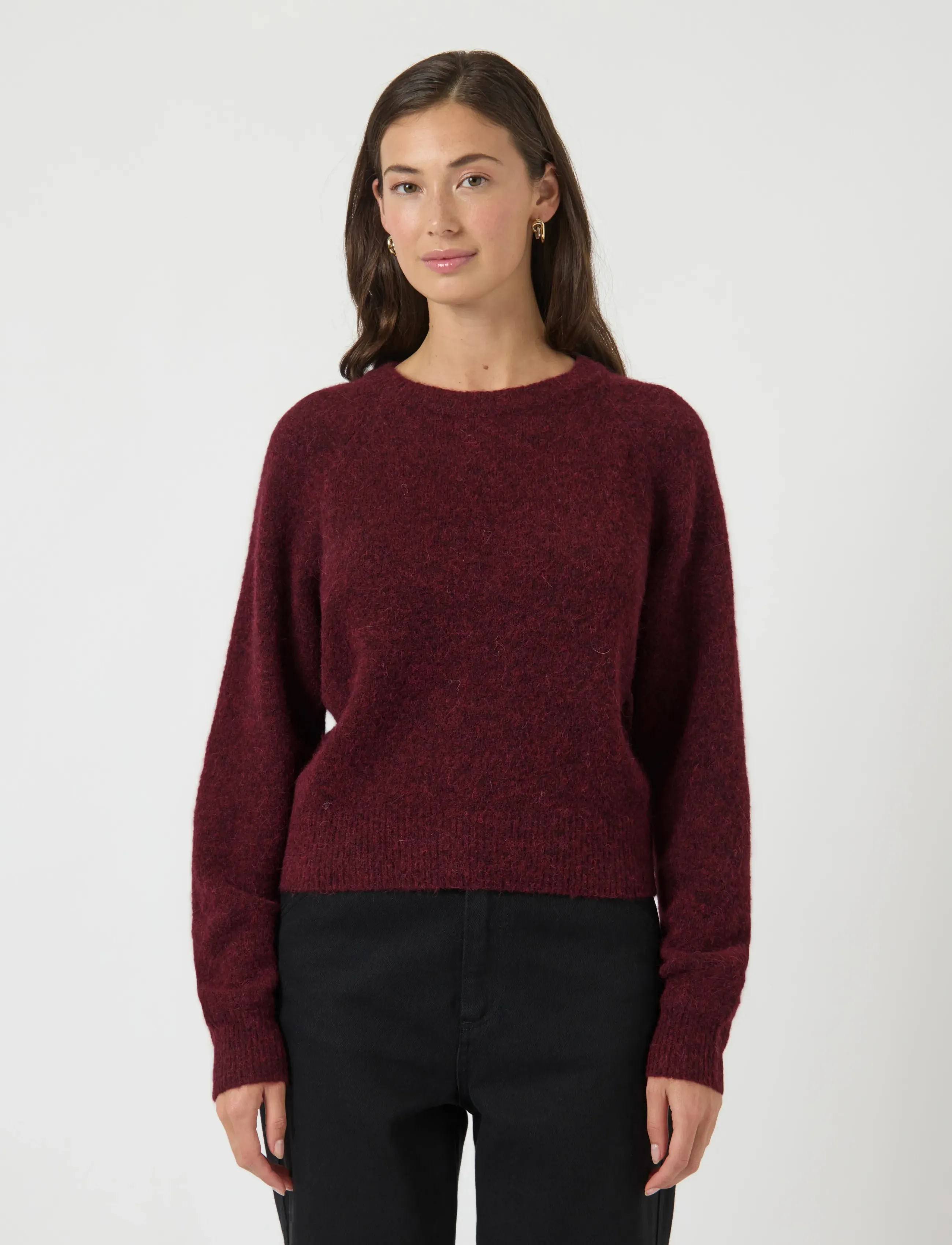YAS Yasjohi Ls Wool Blend Pullover S. Noos, XXL, Burgundy, Strik > Trøjer, Dame