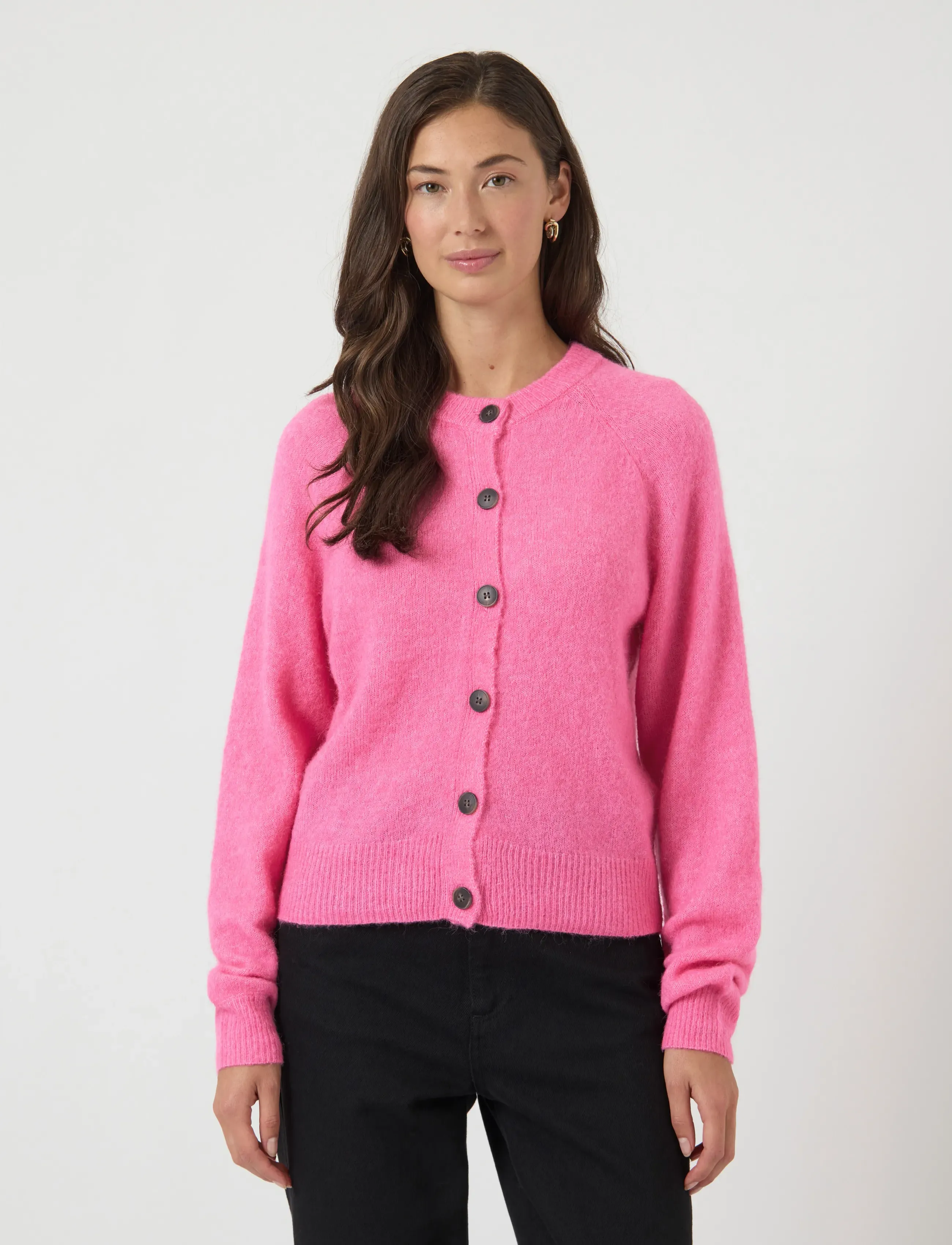 YAS Yasjohi Ls Wool Blend Cardigan S. Noos, XL, Pink, Strik > Cardigans, Dame
