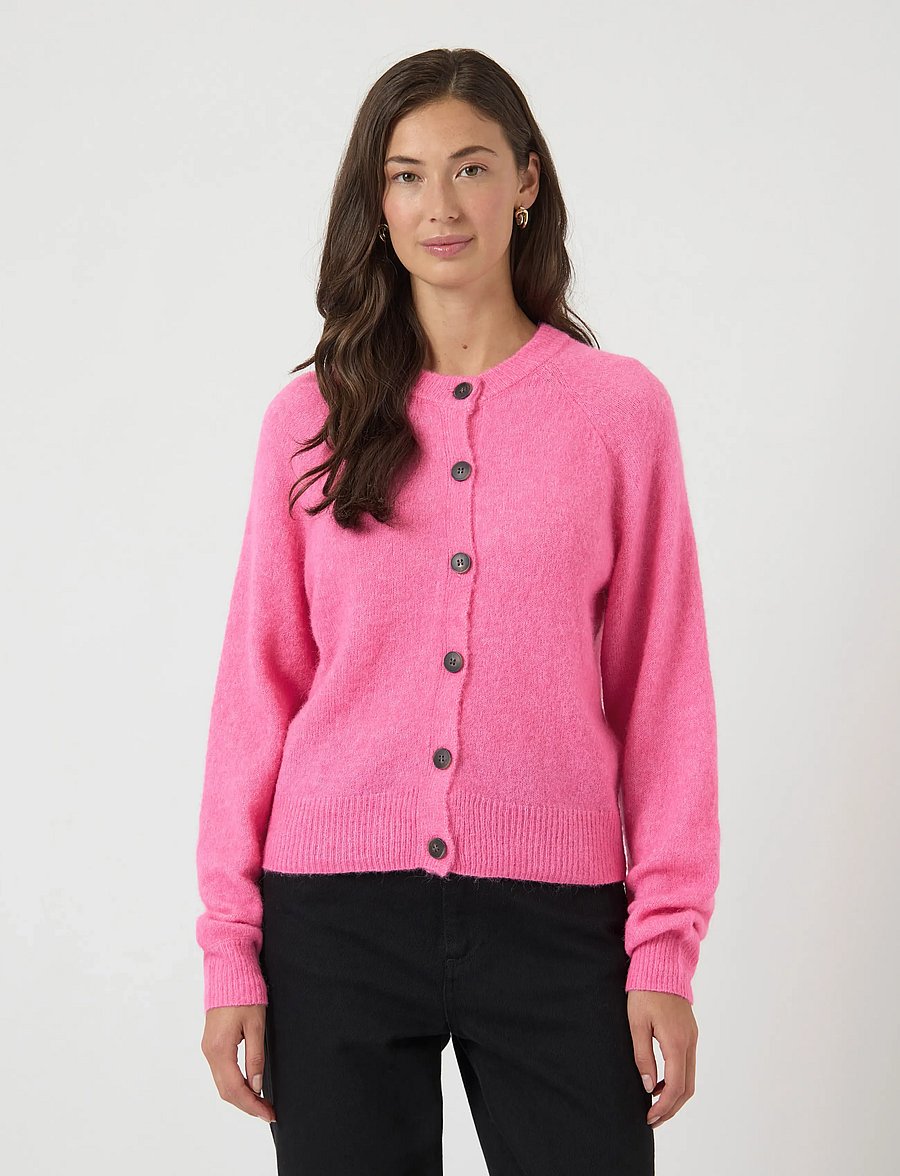 YAS - YASJOHI LS WOOL BLEND CARDIGAN S. NOOS - kardigani - begonia pink - 0