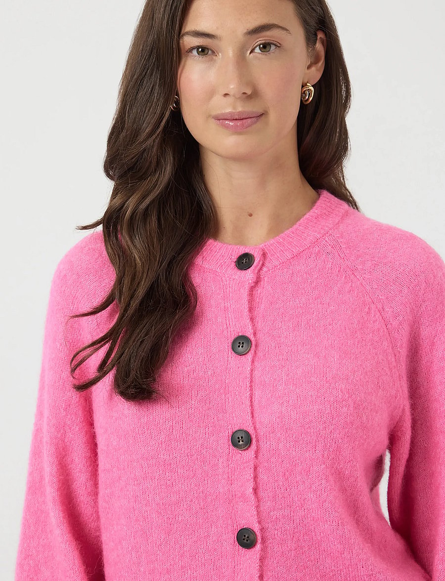 YAS - YASJOHI LS WOOL BLEND CARDIGAN S. NOOS - kardigani - begonia pink - 5