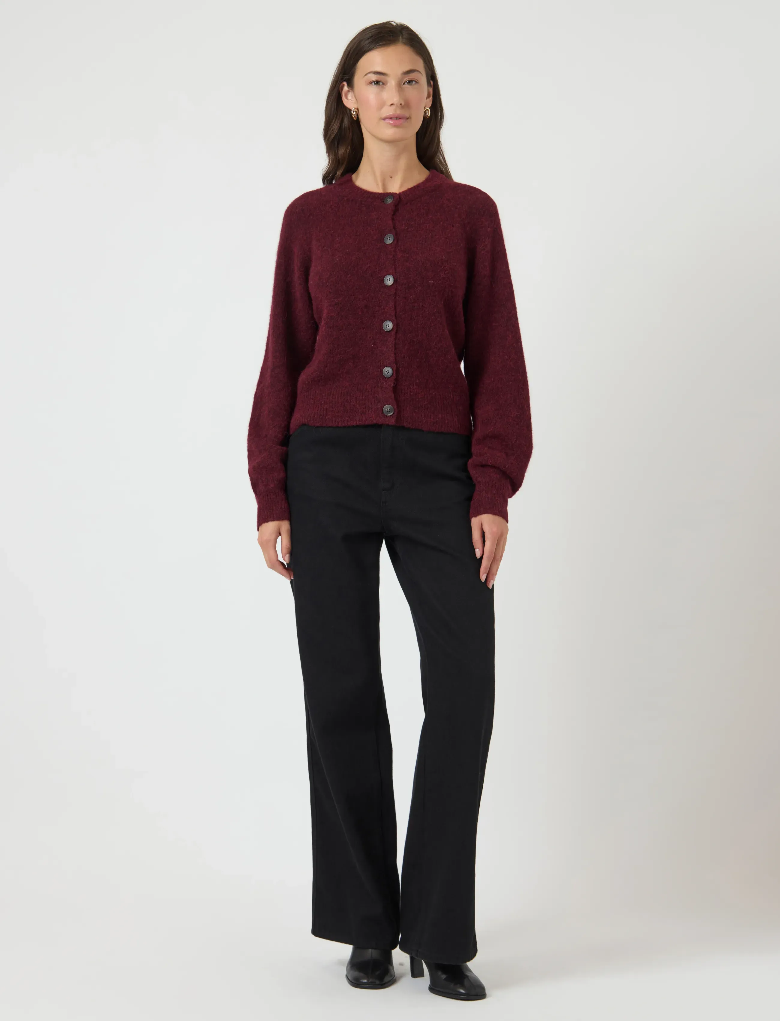 YAS Yasjohi Ls Wool Blend Cardigan S. Noos, XS, Burgundy, Strik > Cardigans, Dame