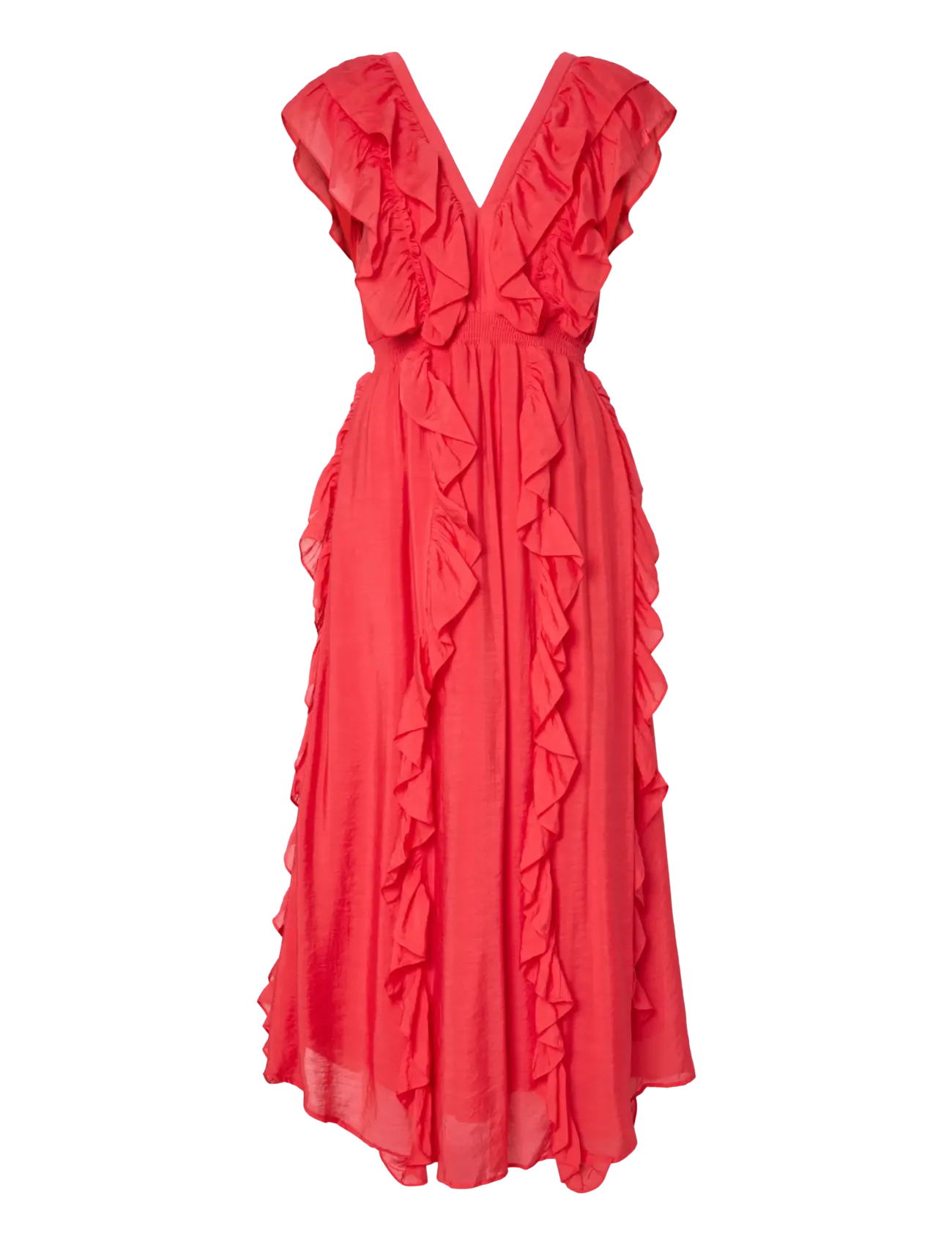 YAS linala Sl Maxi Dress S. Show, Kvinder, Flæse Maxikjole, Koral, Str: 38