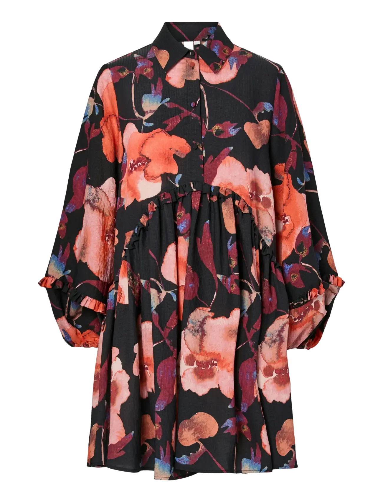 YAS YASPILANA LS DRESS S. - Särkkleidid - BLACK / multi