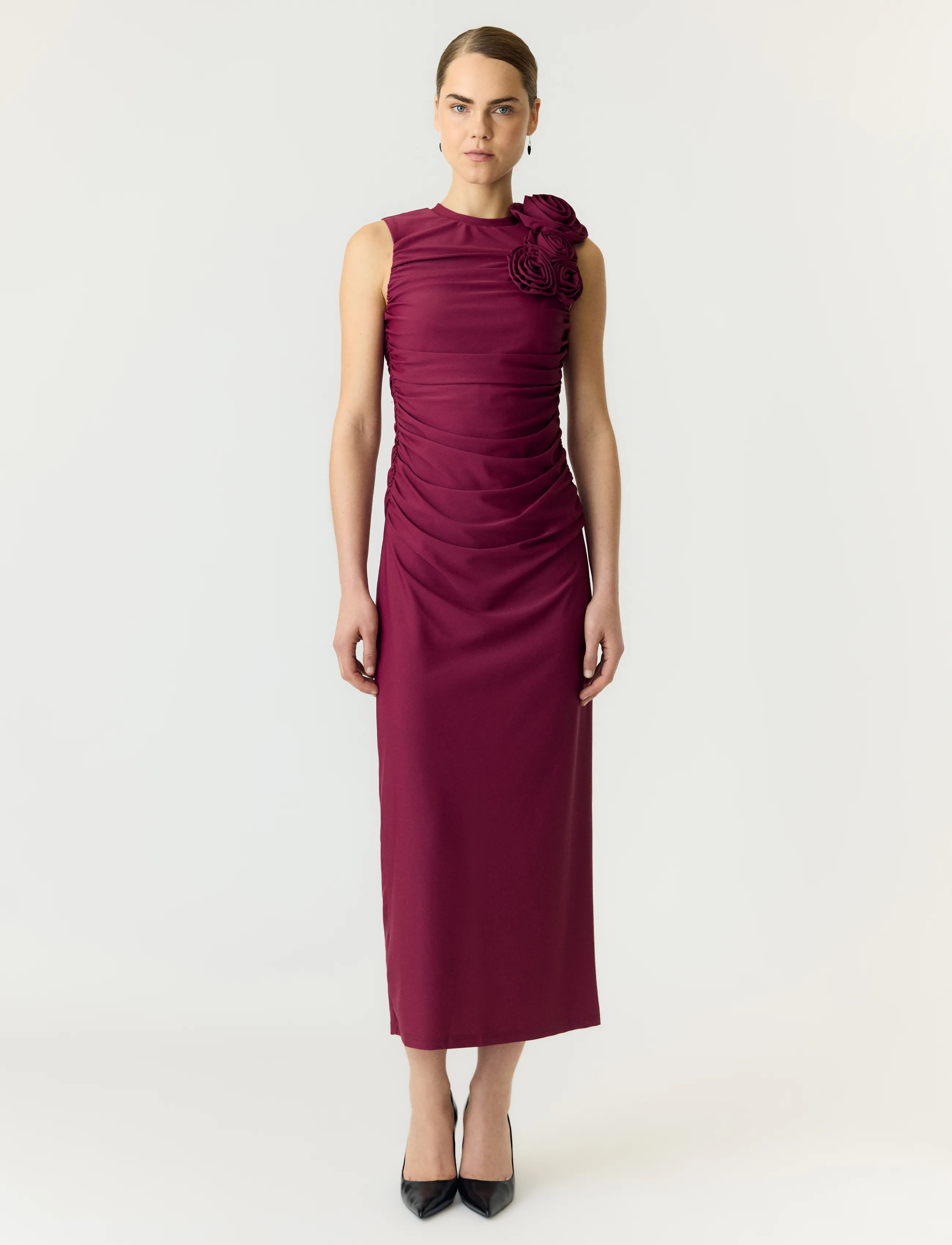 YAS YASDONA SL LONG DRESS - SHOW - Vakarinės suknelės - RHODODENDRON / burgundy