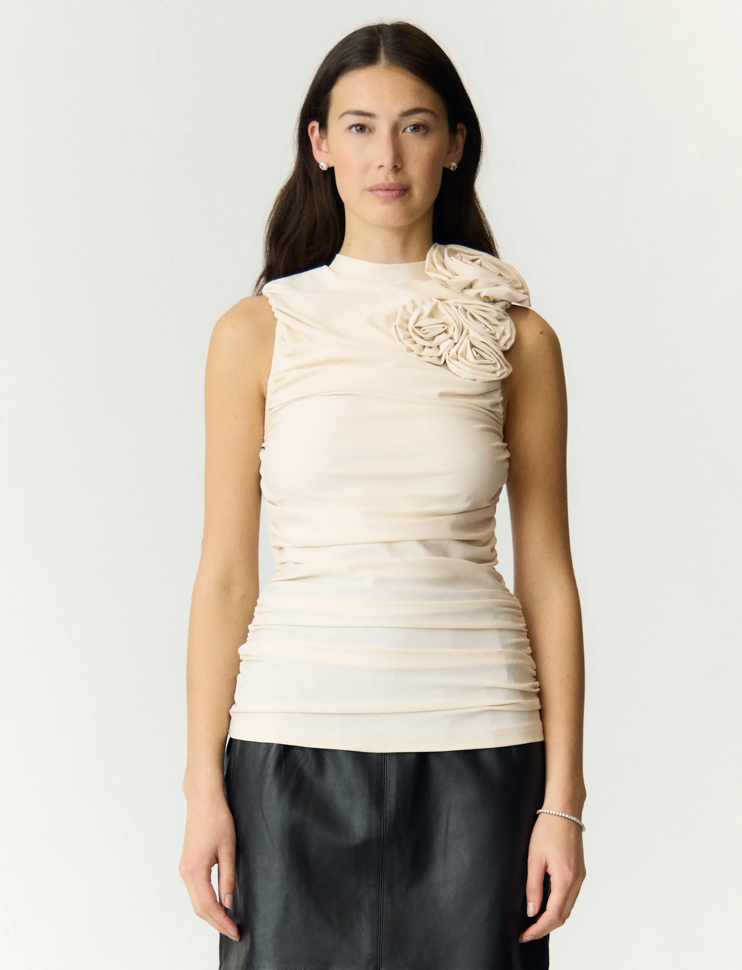 YAS YASDONA SL TOP - SHOW - Ærmeløse bluser - PRISTINE / cream