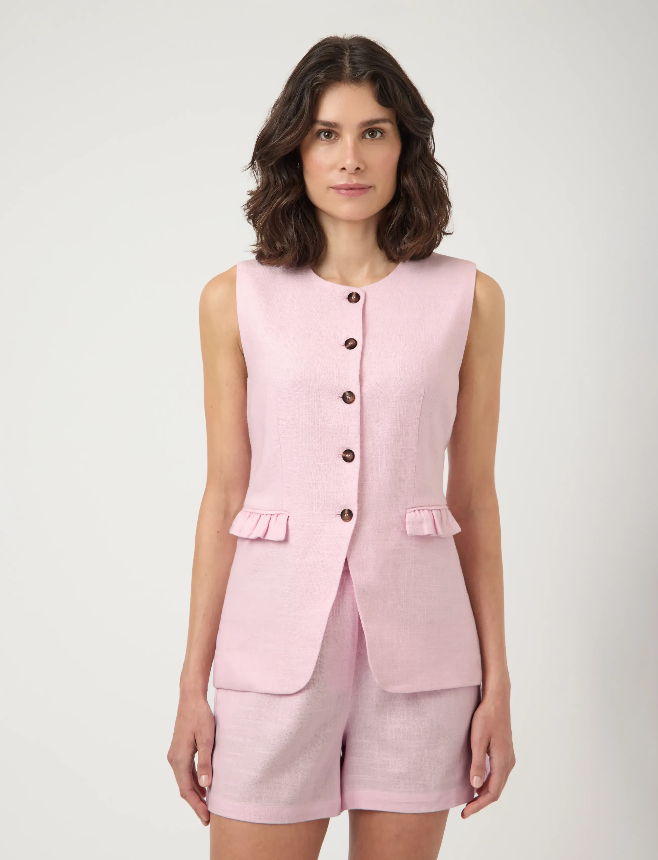 YAS agana Linen Blend Waistcoat S., Kvinder, Vest, Pink, Str: 42
